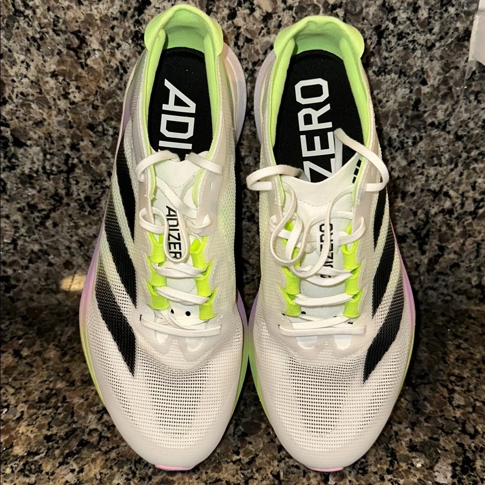 Adidas Boston 12 Women’s White & Neon Green Running Shoes - Picture 6 of 8